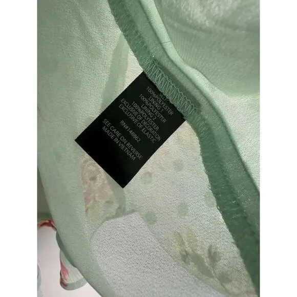 Torrid Off Shoulder Sheer Lace Swiss Dot Top Plus Size 2 2X Green Pink Boho Chic - Picture 5 of 10